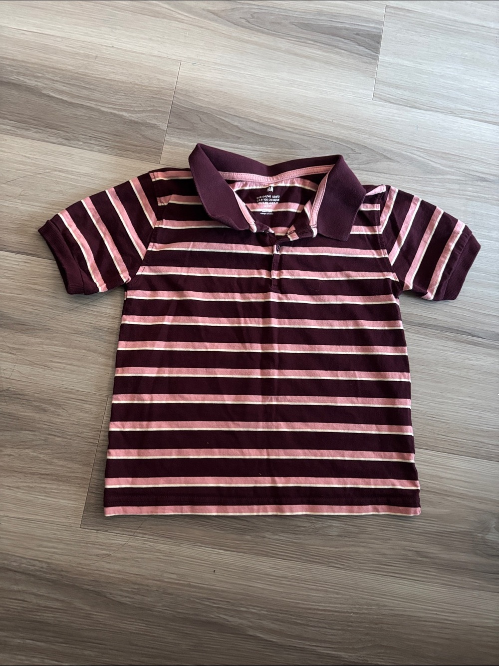H&M girls Striped Polo - Maroon & Pink